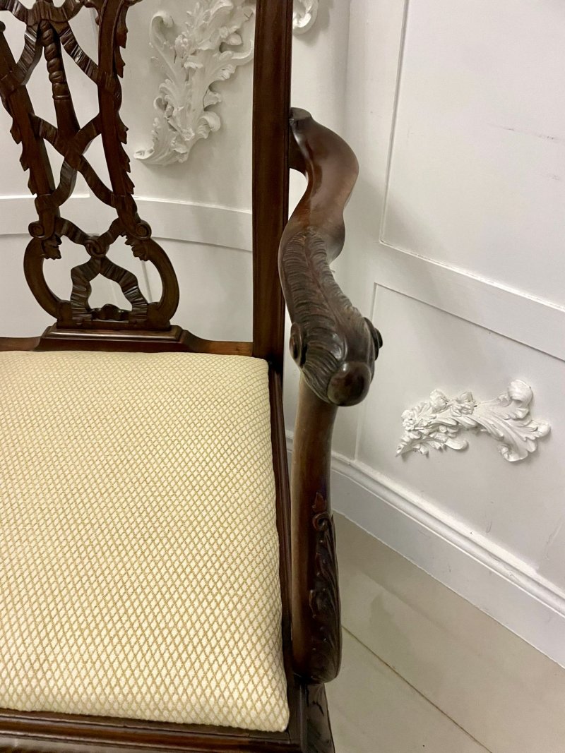 Outstanding Quality Antique Victorian Carved Mahogany Desk Chair - Image 11